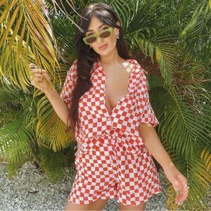 Holiday The Label by Emma Mulholland red checked PJ set size Medium